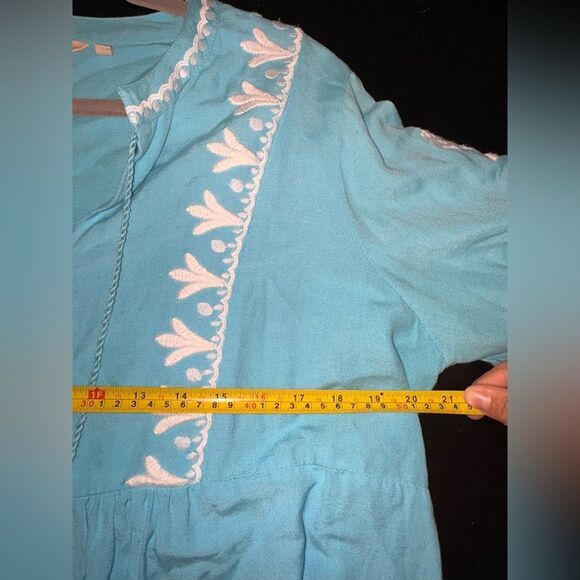Soft Surroundings Women’s Embroidered & Beaded Blue Marissa Blouse Size L EUC - Picture 9 of 10
